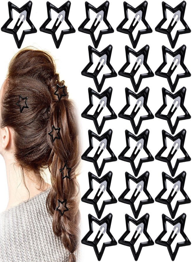 Mxxipp 20pcs Star Hair Clips for Women, Non-Slip Metal Star Snap Barrettes, Y2K Hairstyle Accessories for Women Thick Thin Fine Straight Curly Long Short Hair- Black - Image 1